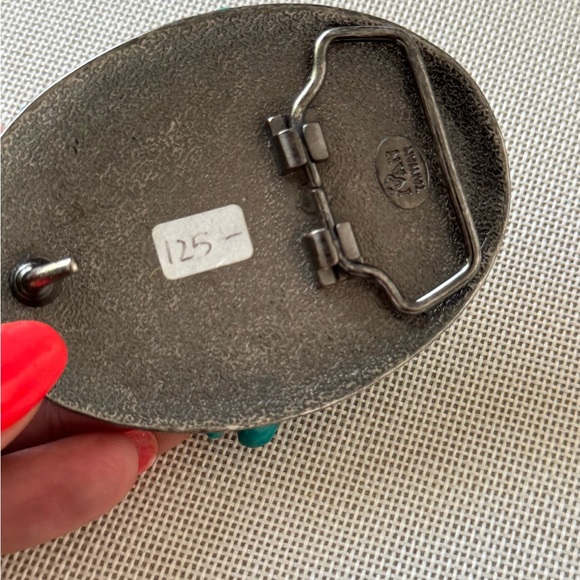 Handmade natural turquoise/Vintage pendant belt buckle - Picture 3 of 5